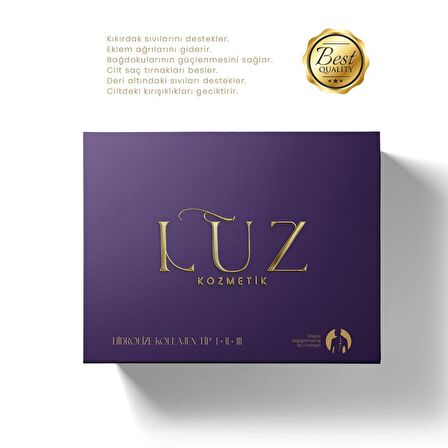 LUZ Kolajen Hidrolize Tip 1-2-3 + Doğası Değiştirilmemiş Tip 2 + C Vitamini + Çinko + Biotin