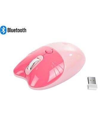 Sevimli Kedi Kablosuz Pembe Mouse Bluetooth + 2.4G Dual Mode