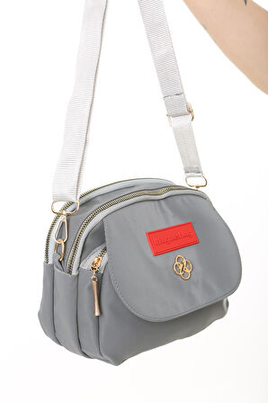 Baghashtag Gri Kapaklı Su Geçirmez 3 Gözlü Deri Çanta