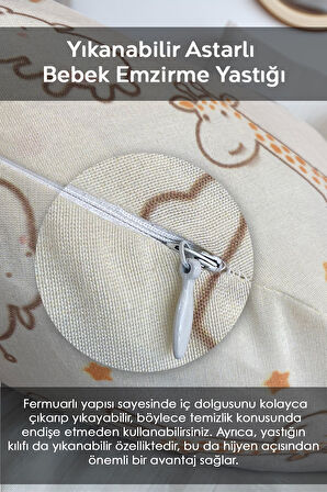 Bebek Emzirme Destek Ve Oturma Minderi Yastığı, Fermuarlı Yıkanabilir Emzirme Yastığı