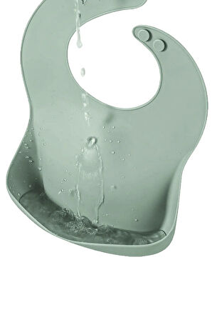 2'li Silikon Bebek Beslenme Seti - Vakumlu Tabak, Ayarlanabilir Silikon Mama Önlüğü, Yeşil