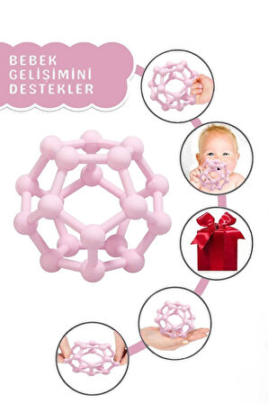 Bebek Diş Kaşıyıcı - Duyusal Diş Kaşıyıcı El Topu - Pembe