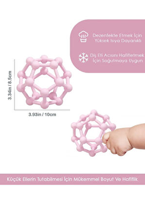 Bebek Diş Kaşıyıcı - Duyusal Diş Kaşıyıcı El Topu - Pembe