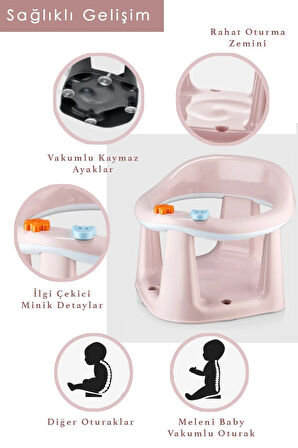Bebek Banyo Oturağı - Vakum Tabanlı Bebek Mama Oturağı PEMBE