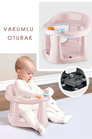 Bebek Banyo Oturağı - Vakum Tabanlı Bebek Mama Oturağı PEMBE