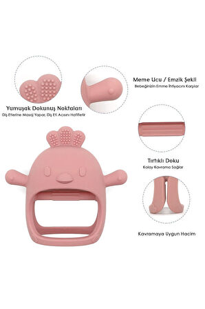 8'li Set Silikon Mama Önlüğü, Bardak, Vakumlu Tabak, Kaşık, Dişlik, Kule Oyuncağı - Pembe