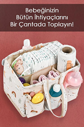 Çok Amaçlı Bölmeli Bebek Bakım Çantası Baby Hastane Çantası Gözlü Bebek Bakım Organizeri