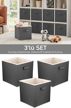 3'lü Bebek Odası Dolap Içi Düzenleyici - Çamaşır Oyuncak Sepeti Organizer 30x30x30 Cm