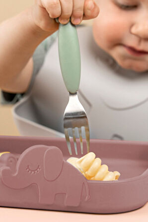 Silikon 3 Bölmeli Bebek Beslenme Tabağı ,silikon Tabak, Silikon Beslenme Aksesuarı - Pembe