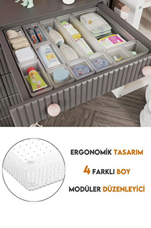 14 Parça Bebek Çekmece Düzenleyici - Bebek Organizer - Bebek Bakım Organizer - Şeffaf