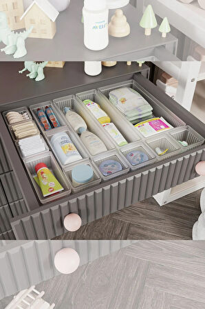 14 Parça Bebek Çekmece Düzenleyici - Bebek Organizer - Bebek Bakım Organizer - Şeffaf