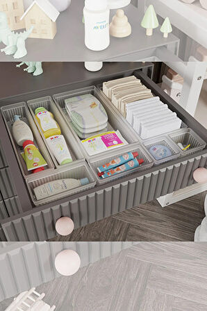 8 Parça Bebek Çekmece Düzenleyici - Bebek Organizer - Bebek Bakım Organizer - Şeffaf