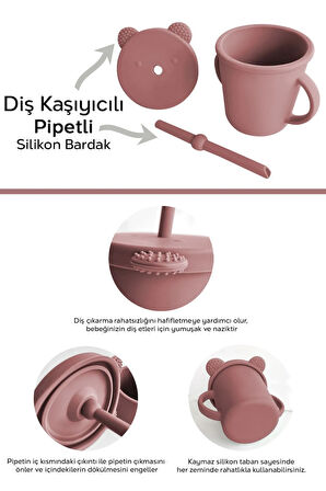 Sızdırmaz Kapaklı , Silikon Pipetli Bebek Alıştırma Bardağı, Silikon Bebek Beslenme Bardağı-yeşil