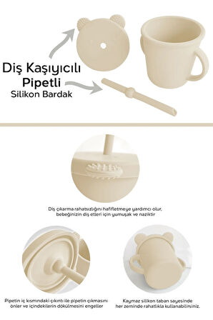 Sızdırmaz Kapaklı , Silikon Pipetli Bebek Alıştırma Bardağı, Silikon Bebek Beslenme Bardağı-yeşil