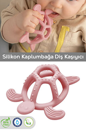 Kaplumbağa Figürlü Bebek Dişlik - Diş Kaşıyıcı Bebek Dişliği - Pembe