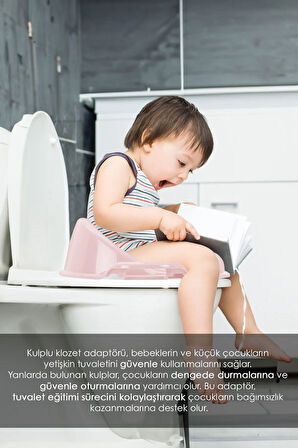 4 Parça Bebek Tuvalet Alıştırma Seti - Taşınabilir Klozet Adaptörü Ve Bebek Tuvalet Seti - Pembe