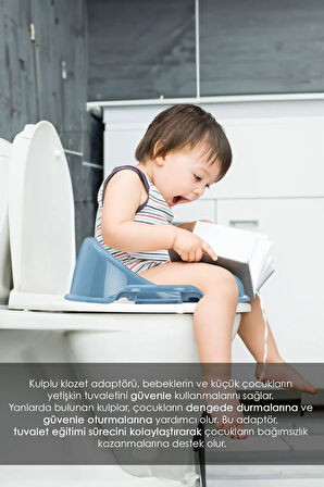 4 Parça Bebek Tuvalet Alıştırma Seti - Taşınabilir Klozet Adaptörü Ve Bebek Tuvalet Seti - Mavi