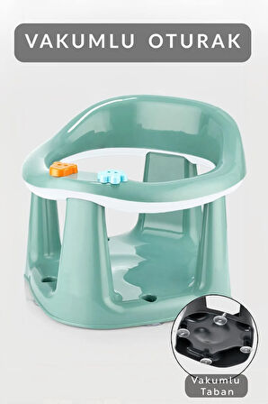 Bebek Destekli Banyo Oturağı - Vakum Tabanlı Bebek Mama Oturağı - Yeşil