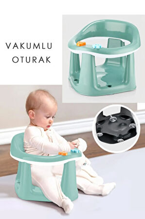 Bebek Destekli Banyo Oturağı - Vakum Tabanlı Bebek Mama Oturağı - Yeşil