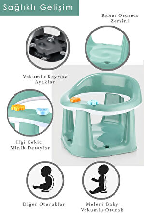 Bebek Destekli Banyo Oturağı - Vakum Tabanlı Bebek Mama Oturağı - Yeşil