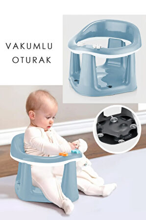 Bebek Destekli Banyo Oturağı - Vakum Tabanlı Bebek Mama Oturağı - Mavi