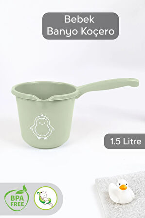 Bebek Banyo Maşrapası - Figürlü Maşrapa - 1,5 Lt Koçero - Yeşil