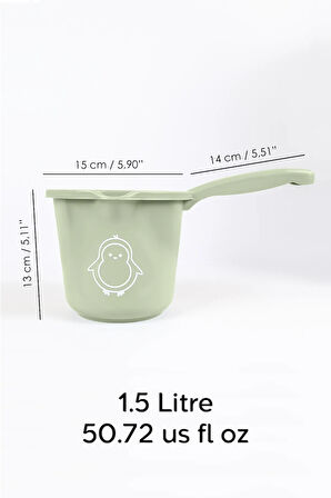Bebek Banyo Maşrapası - Figürlü Maşrapa - 1,5 Lt Koçero - Yeşil