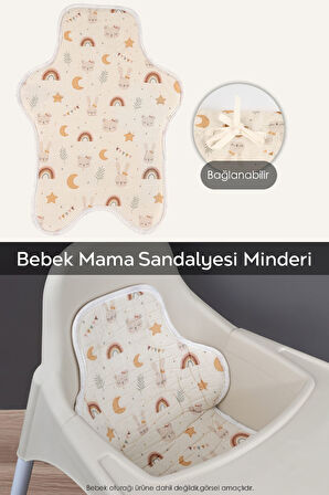 Yıkanabilir Yıldız Şekilli Bebek Mama Sandalyesi Minderi - Bebek Mama Oturağı Minderi