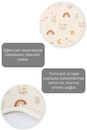 Yıkanabilir Yıldız Şekilli Bebek Mama Sandalyesi Minderi - Bebek Mama Oturağı Minderi