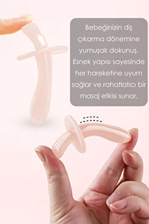 Bebek Silikon Diş Kaşıyıcı Emzik - Bebek Diş Kaşıma Emziği Silikon Dişlik - Şeffaf Pembe