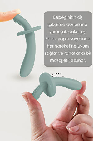 Bebek Silikon Diş Kaşıyıcı Emzik - Bebek Diş Kaşıma Emziği Silikon Dişlik Yeşil
