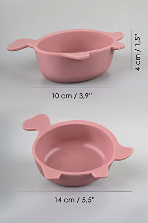 Kaplumbağa Figürlü Silikon Bebek Mama Kasesi - Şekilli Bebek Beslenme Kasesi - Pembe