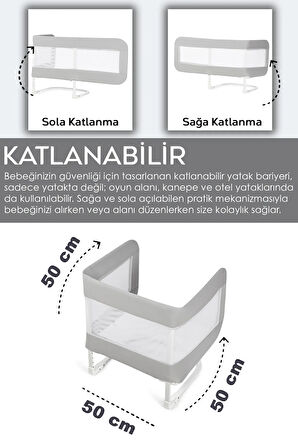 150 Cm Bebek Yatak Bariyeri - Katlanır Güvenlik Bariyeri Çift Kişilik Alez Yatak Koruma