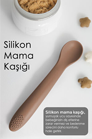 Puzzle Mama Tabağı Kaşık Seti - Silikon Vakum Tabanlı Yapboz Mama Tabağı Silikon Kaşık - Pembe Kahve