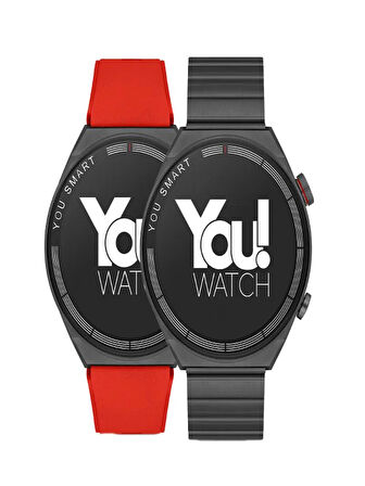 You Watch R13-AR134 You Smart Black Metal & Red Silicon Unisex Kol Saati