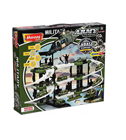 49 Parça 3 Katlı Askeri Otopark oyun Set i 0256