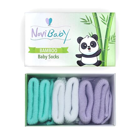 Novibaby 3'lü Bambu Yenidoğan Bebek Çorabı I Trendy I 0-6 ay 