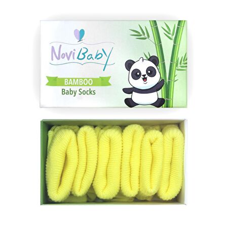 Novibaby 3'lü Bambu Yenidoğan Bebek Çorabı I Lemon I 0-6 ay 