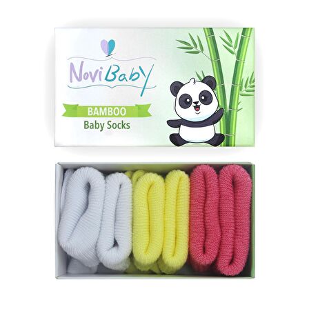 Novibaby 3'lü Bambu Yenidoğan Bebek Çorabı I Spring I 0-6 ay 