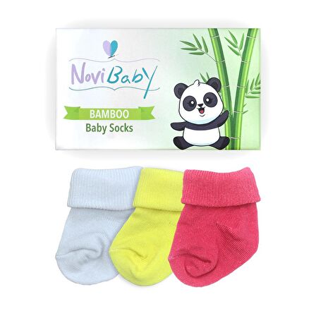 Novibaby 3'lü Bambu Yenidoğan Bebek Çorabı I Spring I 0-6 ay 