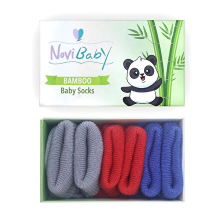 Novibaby 3'lü Bambu Yenidoğan Bebek Çorabı I Winter Mix I 0-6 ay 