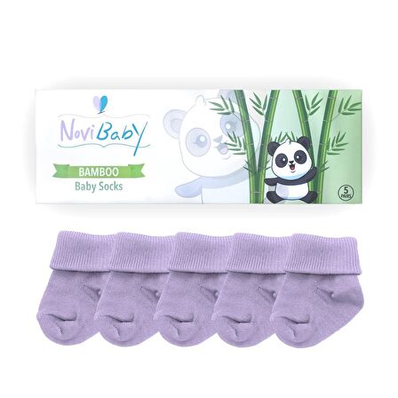 Novibaby 5'li Bambu Yenidoğan Bebek Çorabı I Purple I 0-6 ay 