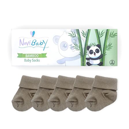 Novibaby 5'li Bambu Yenidoğan Bebek Çorabı I Beige I 0-6 ay 