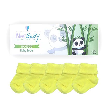 Novibaby 5'li Bambu Yenidoğan Bebek Çorabı I Lemon I 0-6 ay 