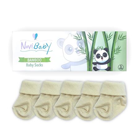 Novibaby 5'li Bambu Yenidoğan Bebek Çorabı I Ecru I 0-6 ay 