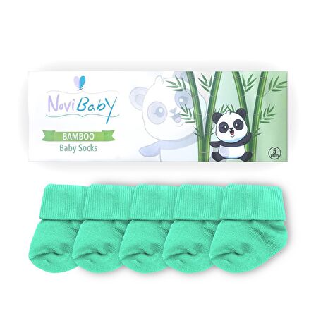 Novibaby 5'li Bambu Yenidoğan Bebek Çorap I Sea Green I 0-6 ay