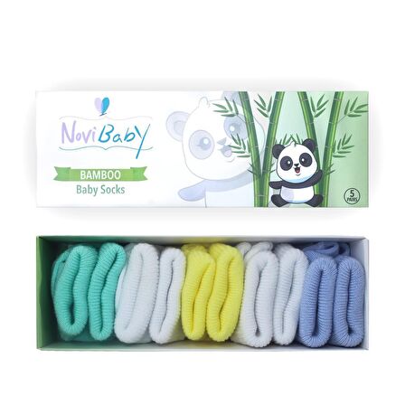 Novibaby 5'li Bambu Yenidoğan Bebek Çorabı I Summer Boy I 0-6 ay 