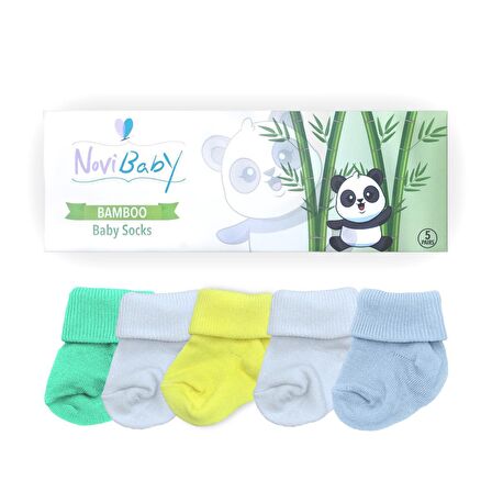 Novibaby 5'li Bambu Yenidoğan Bebek Çorabı I Summer Boy I 0-6 ay 