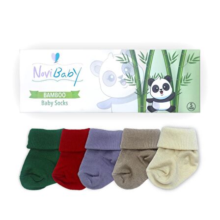 Novibaby 5'li Bambu Yenidoğan Bebek Çorabı I Winter I 0-6 ay 