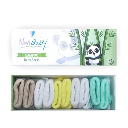 Novibaby 5'li Bambu Yenidoğan Bebek Çorabı I Summer I 0-6 ay 